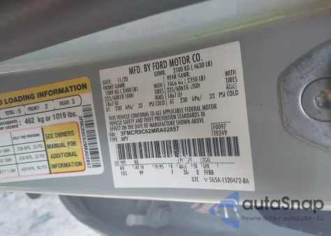 2021 Ford Bronco Sport Outer Banks из США, поврежденный, VIN 3FMCR9C62MRA02857